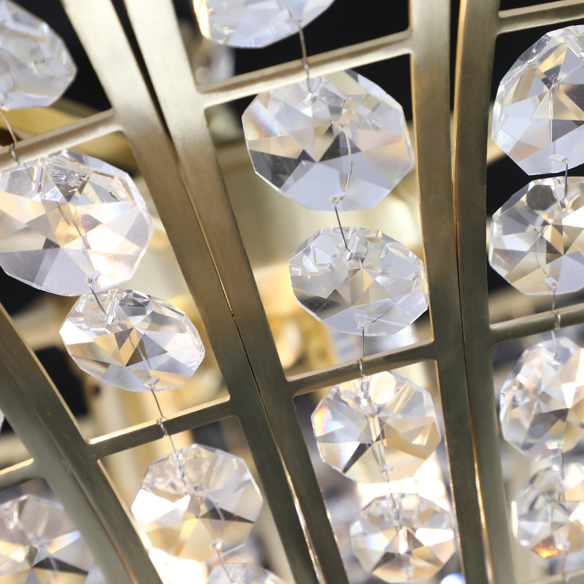 8-Light Gold Crystal Waterfall Chandelier, 23.6 Inch