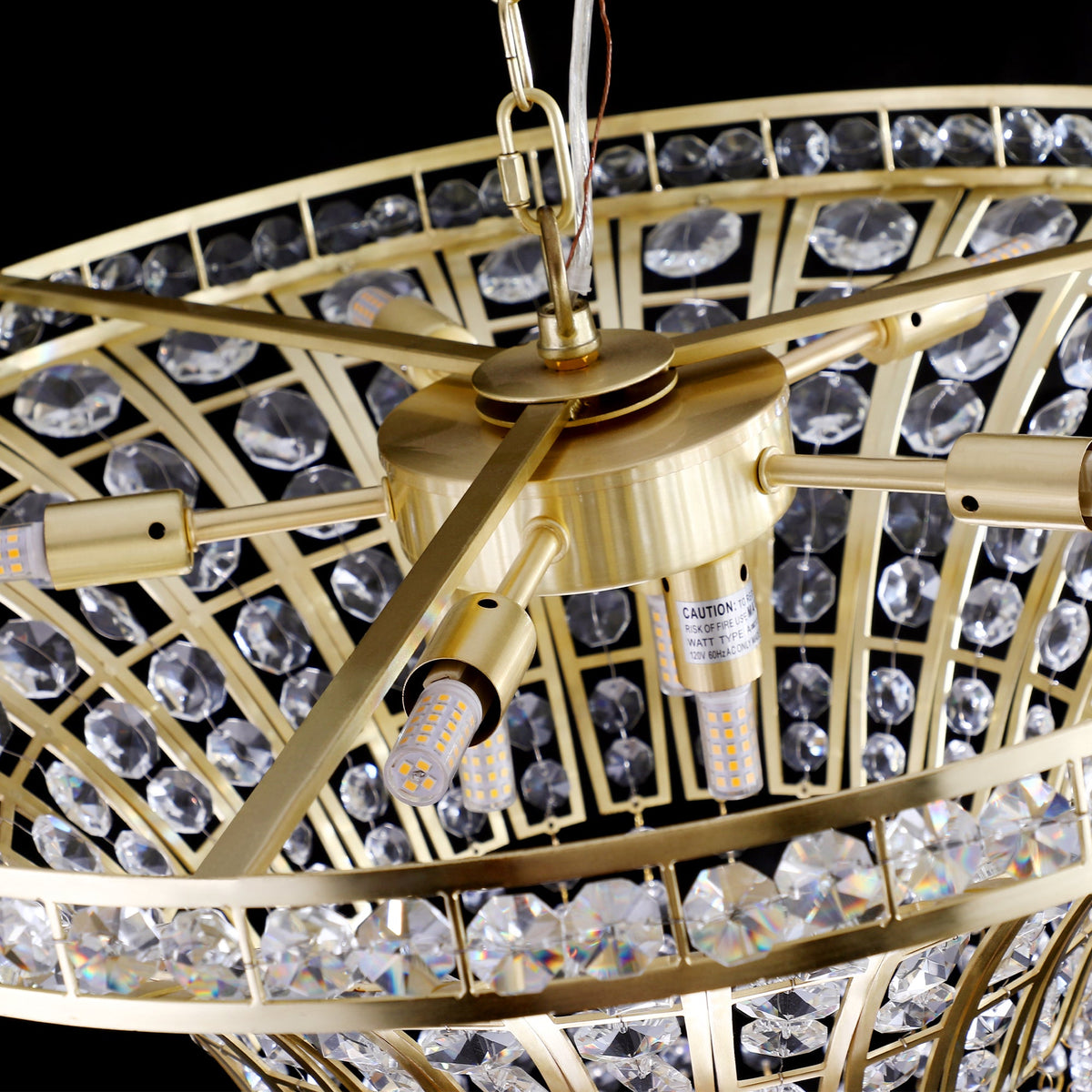 8-Light Gold Crystal Waterfall Chandelier, 23.6 Inch