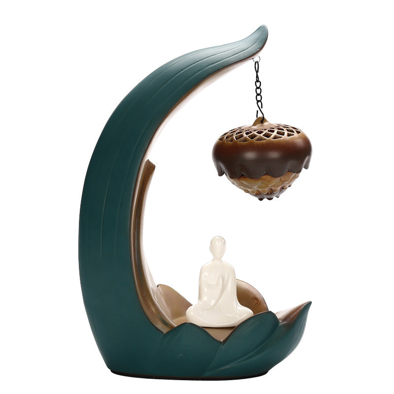 Sandalwood Incense Burner With Glowing Lotus Light