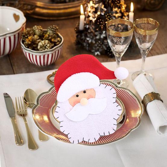 Santa Cutlery Holder Bags for Festive Christmas Tables