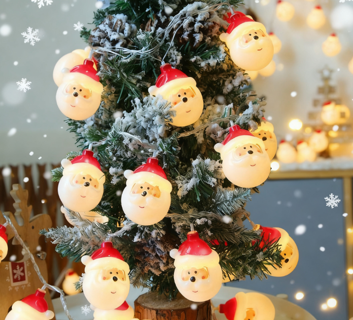 Santa Claus LED Christmas Lights String for Tree & Mantel