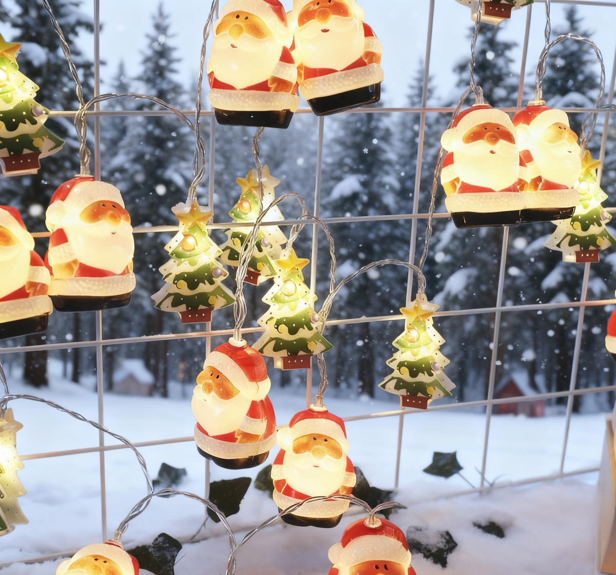 Light-Up Santa and Christmas Tree LED String Lights