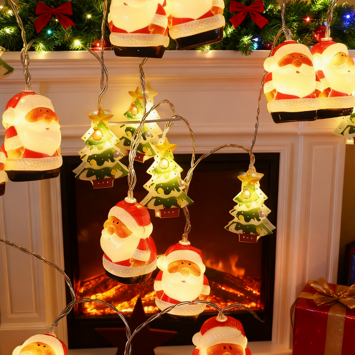 Light-Up Santa and Christmas Tree LED String Lights