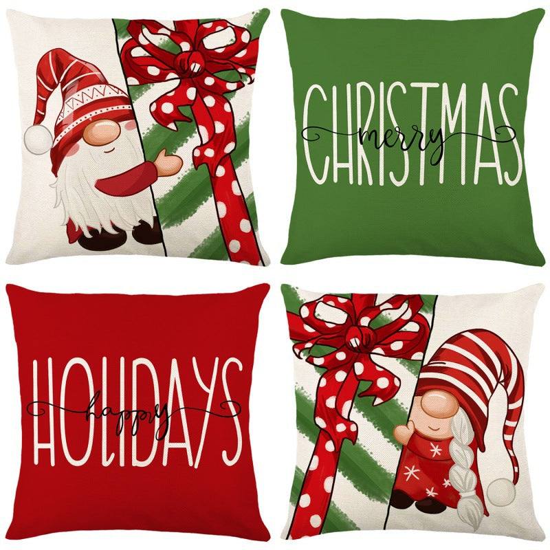 Christmas Linen-Look Pillow Cover for Festive Sofas