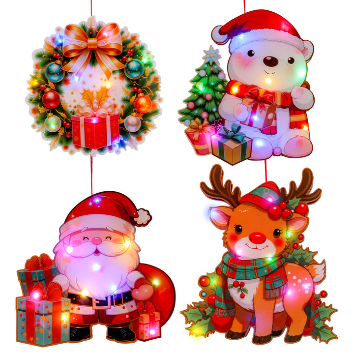 Christmas Door Decorations with Colorful Holiday Lights