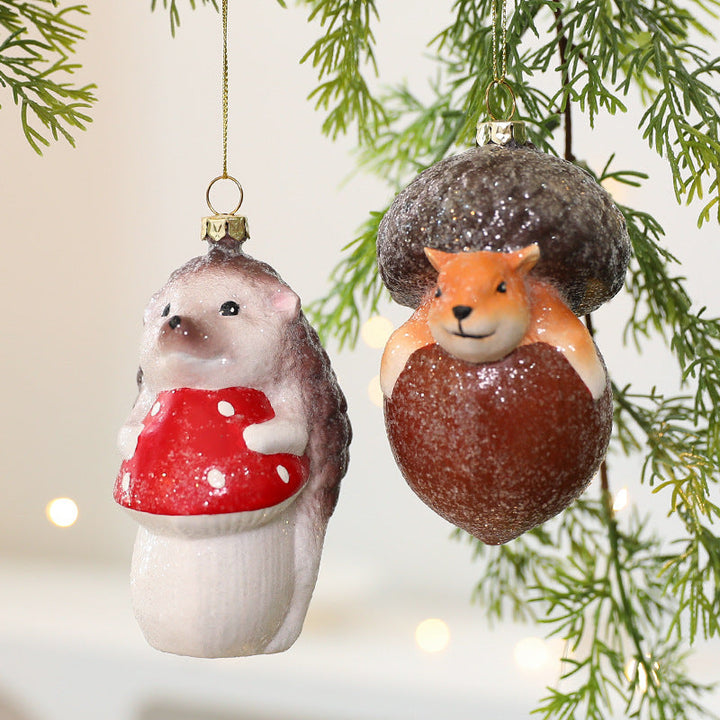 Christmas Tree Ornaments – Glitter Fox & Hedgehog