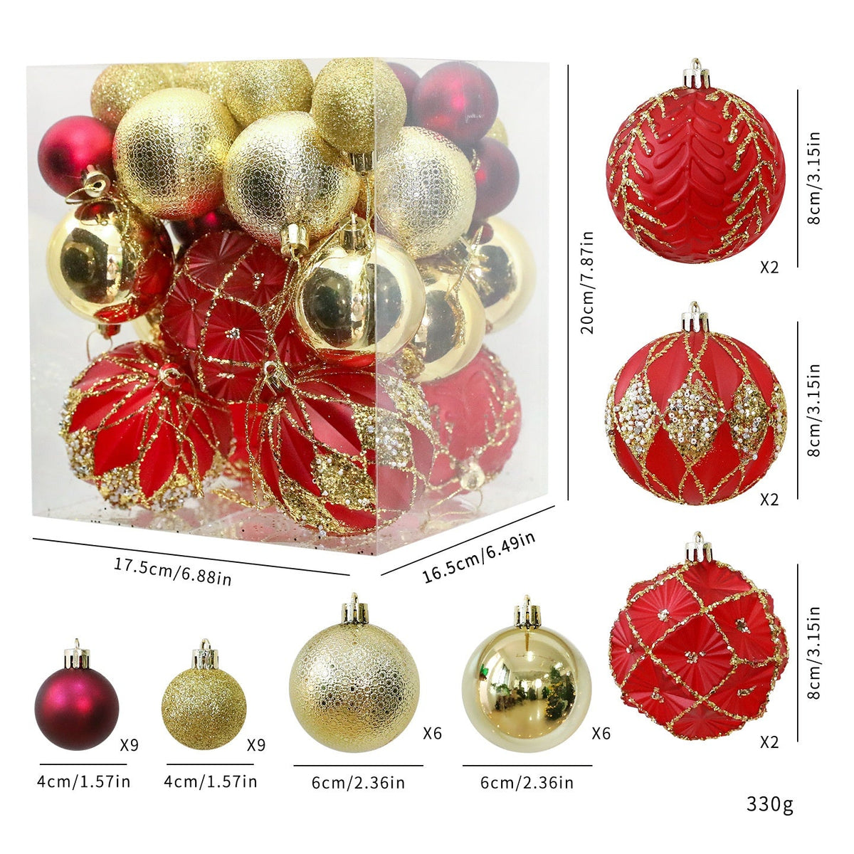 36-Piece Christmas Ornament Set for Festive Trees