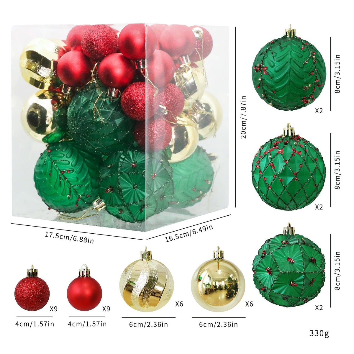 36-Piece Christmas Ornament Set for Festive Trees