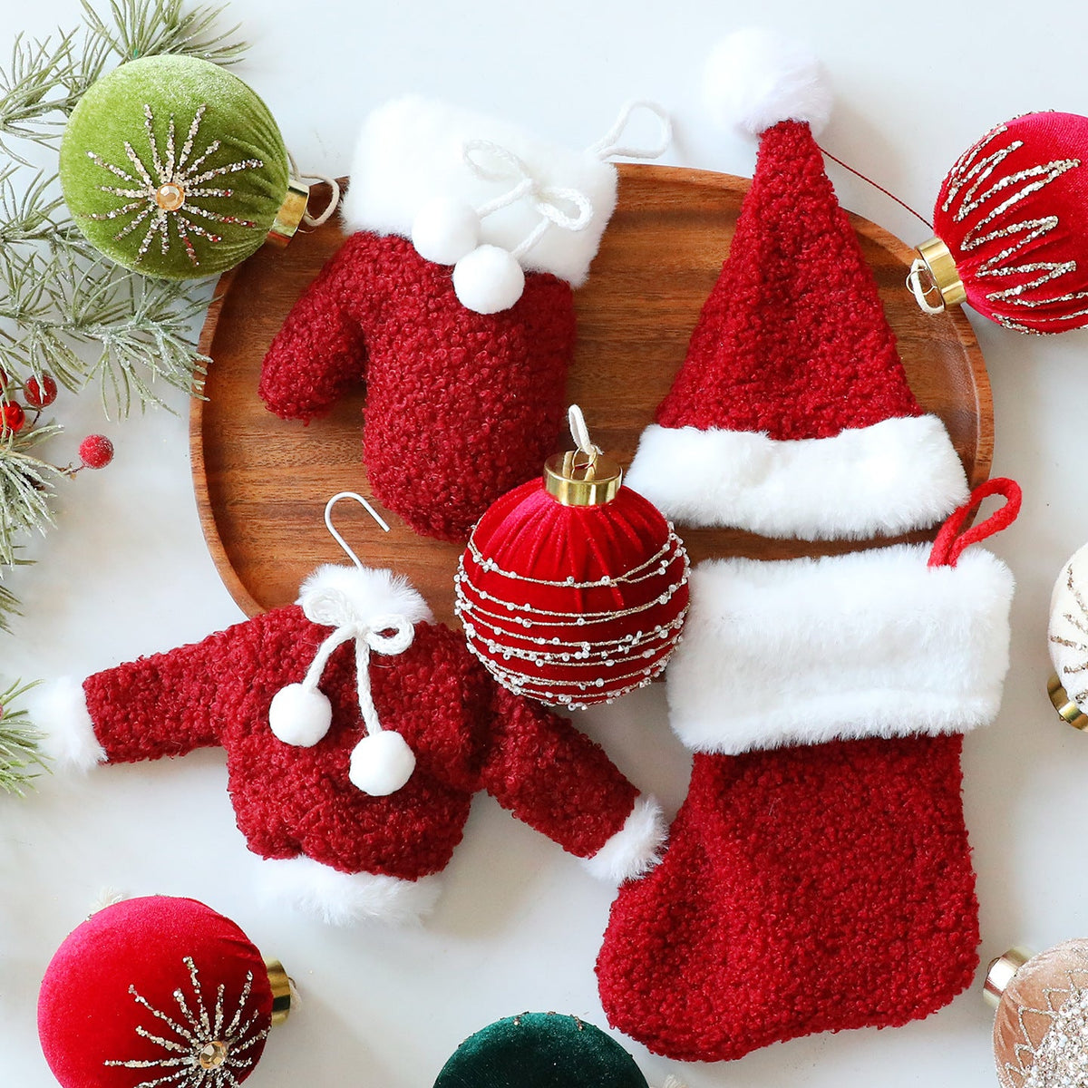 Christmas Ornaments Set - Cozy Santa Tree Decorations