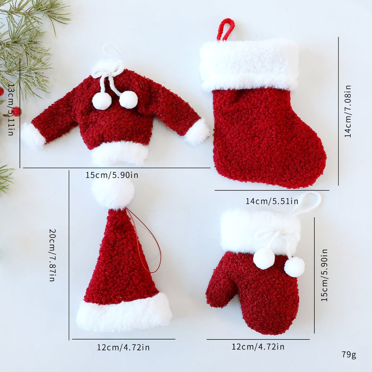 Christmas Ornaments Set - Cozy Santa Tree Decorations