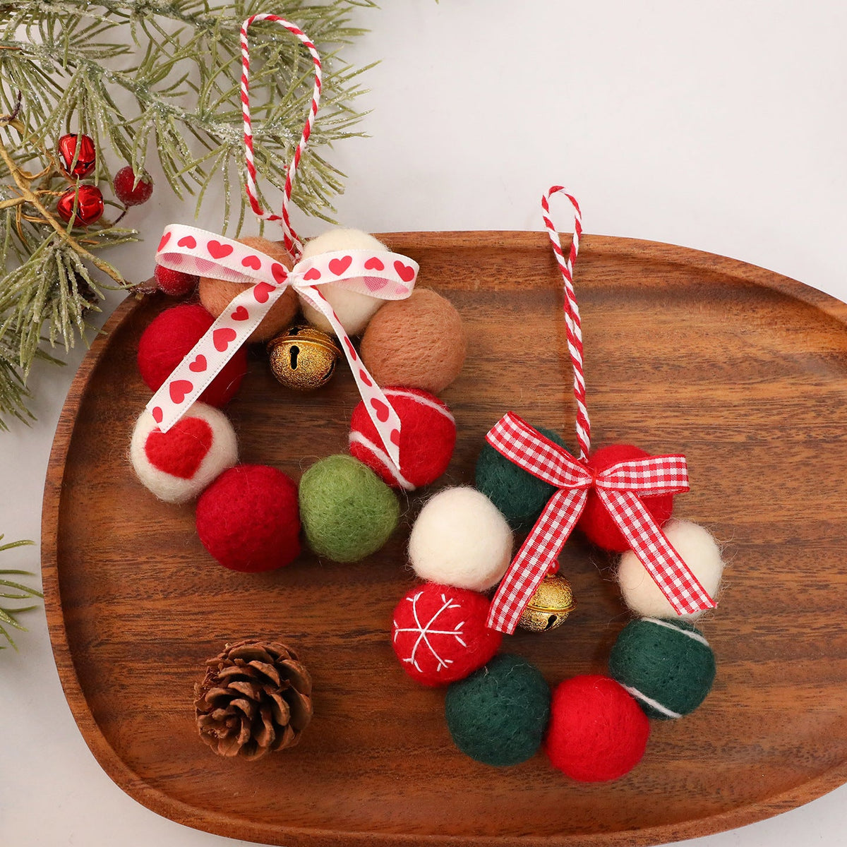 Felt Christmas Wreath Ornament Cozy Holiday Tree Decor