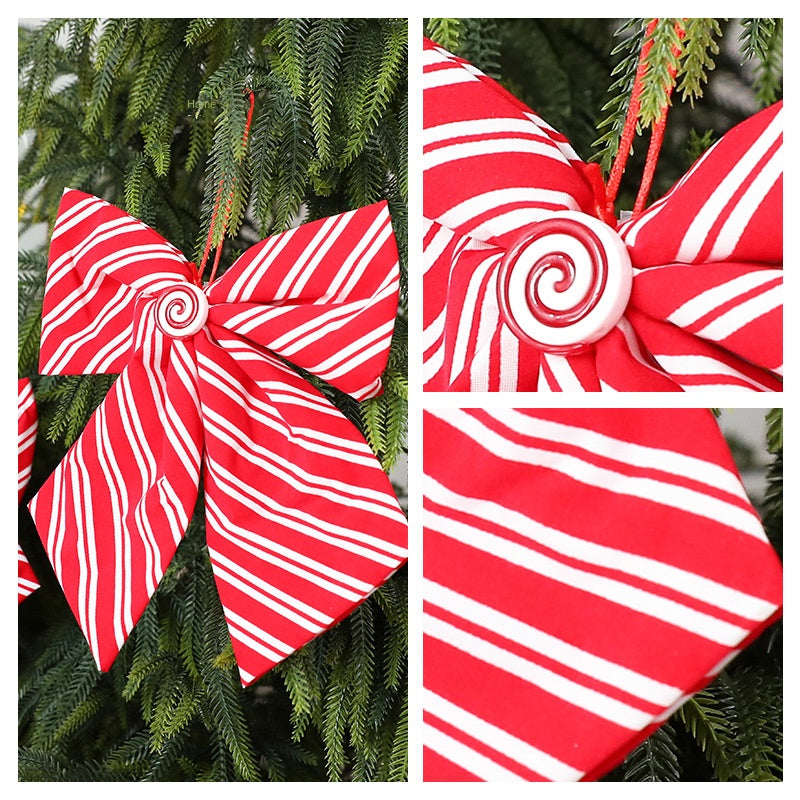 Christmas Tree Bow Decoration – Candy Cane Stripes