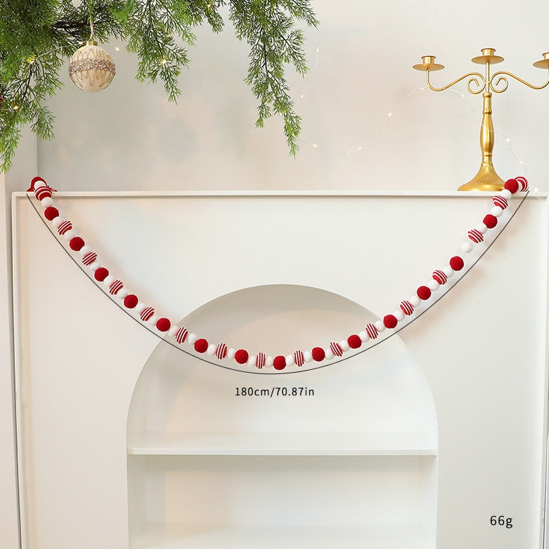 Red and White Christmas Felt Garland for Tree Decor