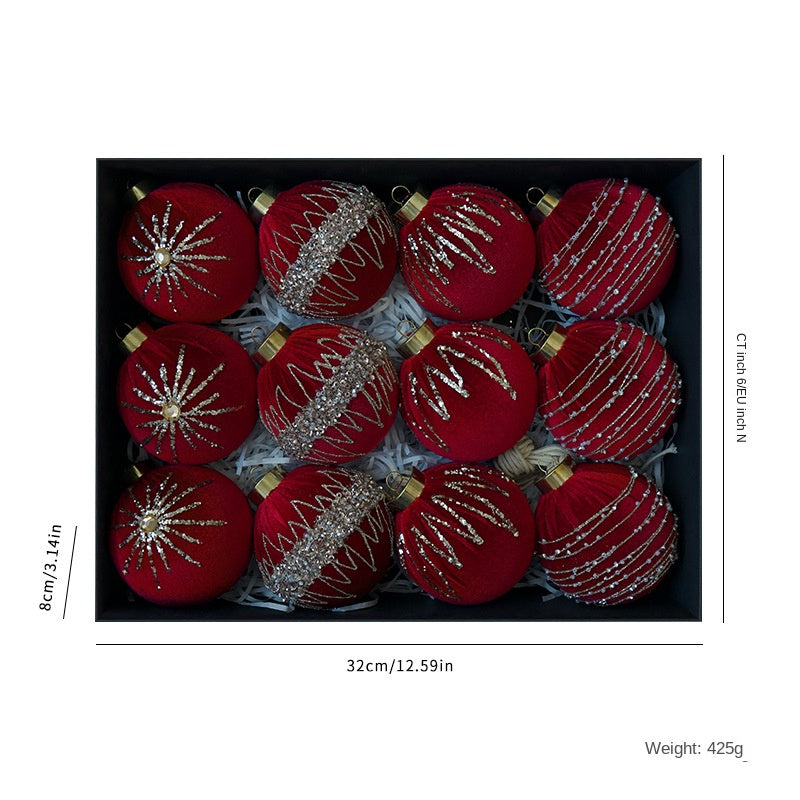 Velvet Christmas Ball Ornaments With Beaded Sparkle