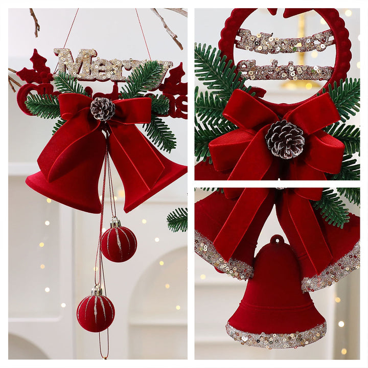 Velvet Christmas Bell Ornaments for Festive Holiday Decor