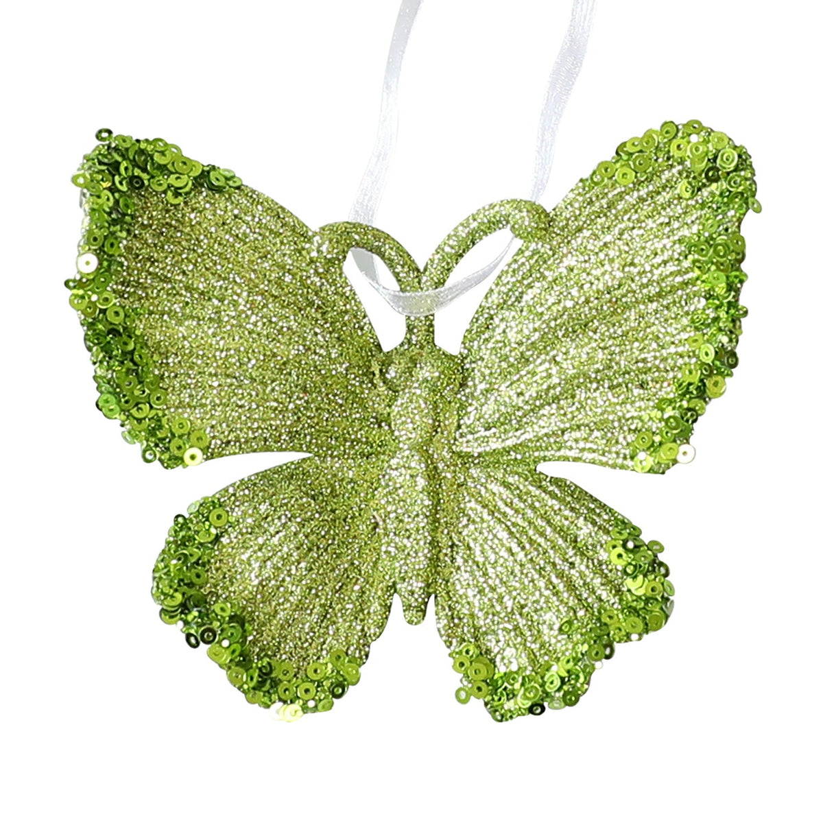 Green Glitter Christmas Ornaments – 7-Piece Holiday Set