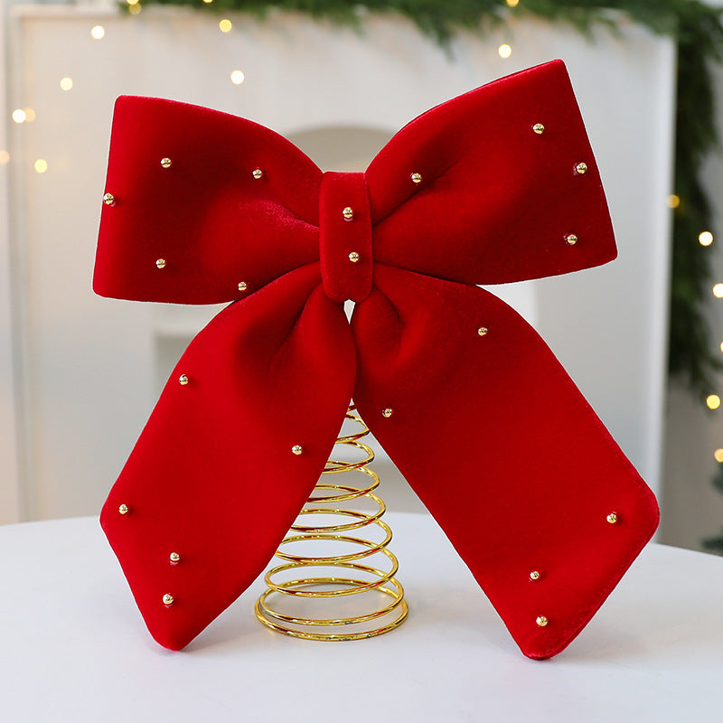 Christmas Tree Topper Bow – Red Velvet & Gold Detail