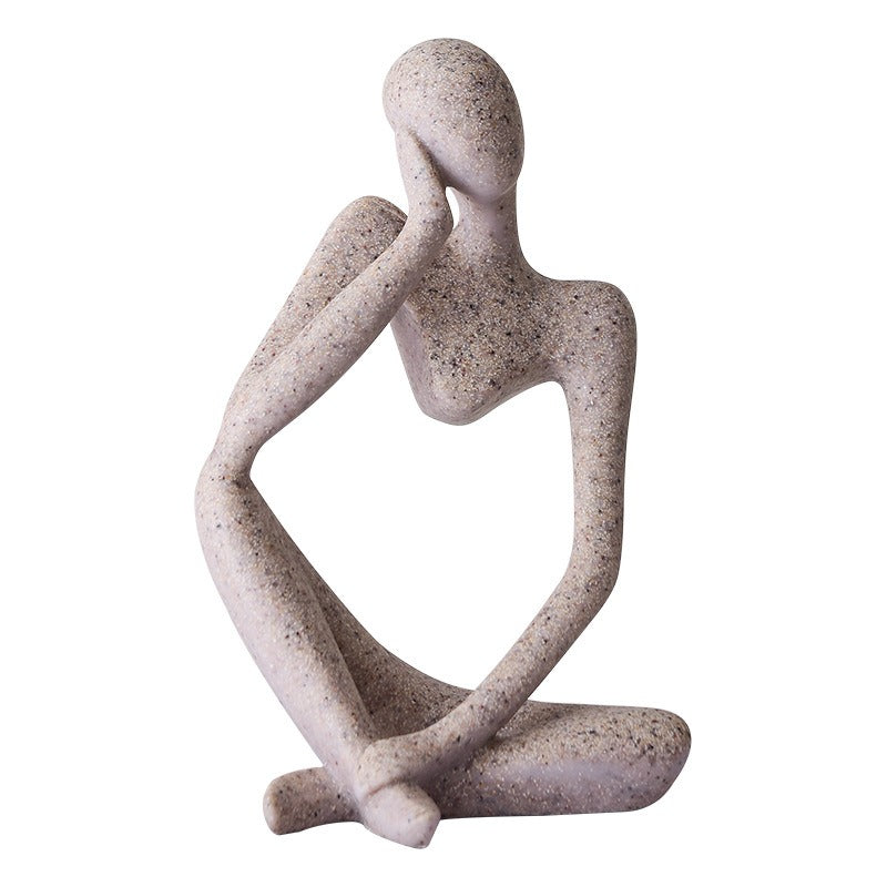 Sandstone Thinker Sculpture Decor for Scandinavian Shelves
