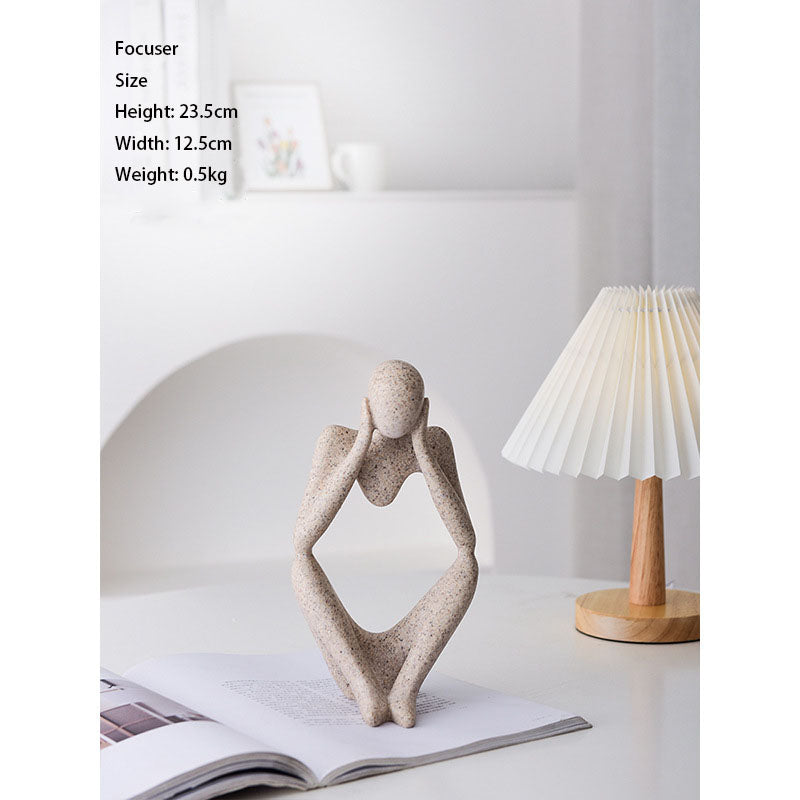 Sandstone Thinker Sculpture Decor for Scandinavian Shelves
