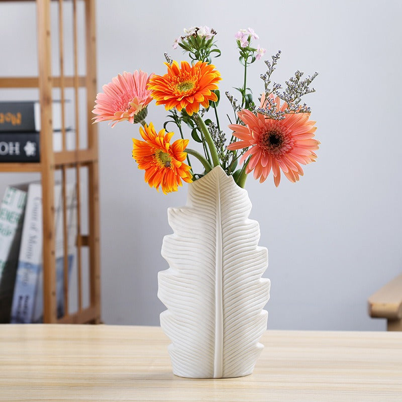 Scandinavian Ceramic Leaf Vase for Elegant Displays