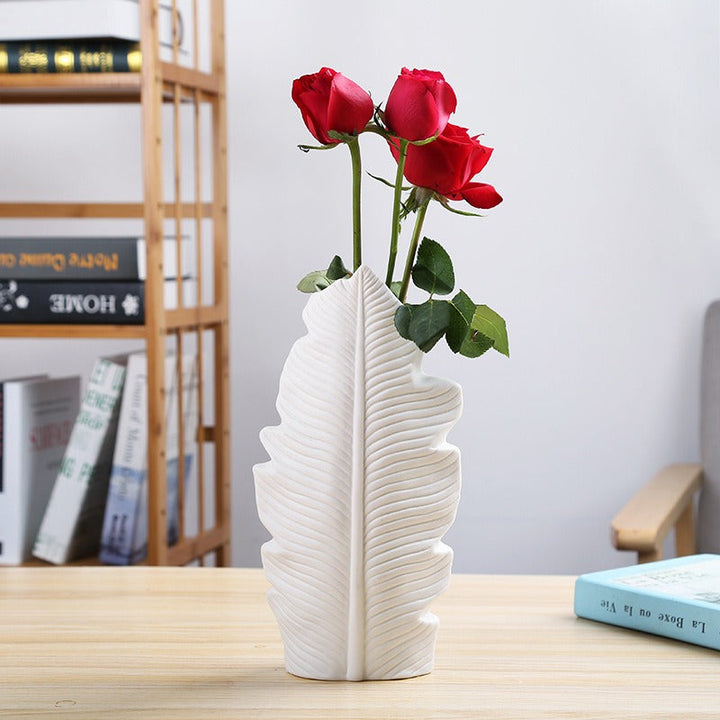 Scandinavian Ceramic Leaf Vase for Elegant Displays