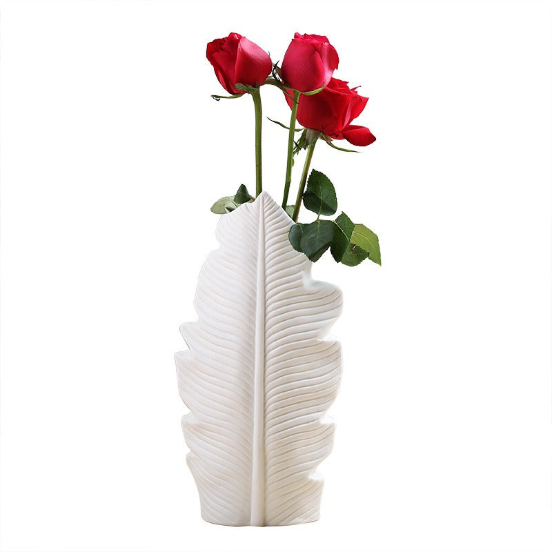 Scandinavian Ceramic Leaf Vase for Elegant Displays