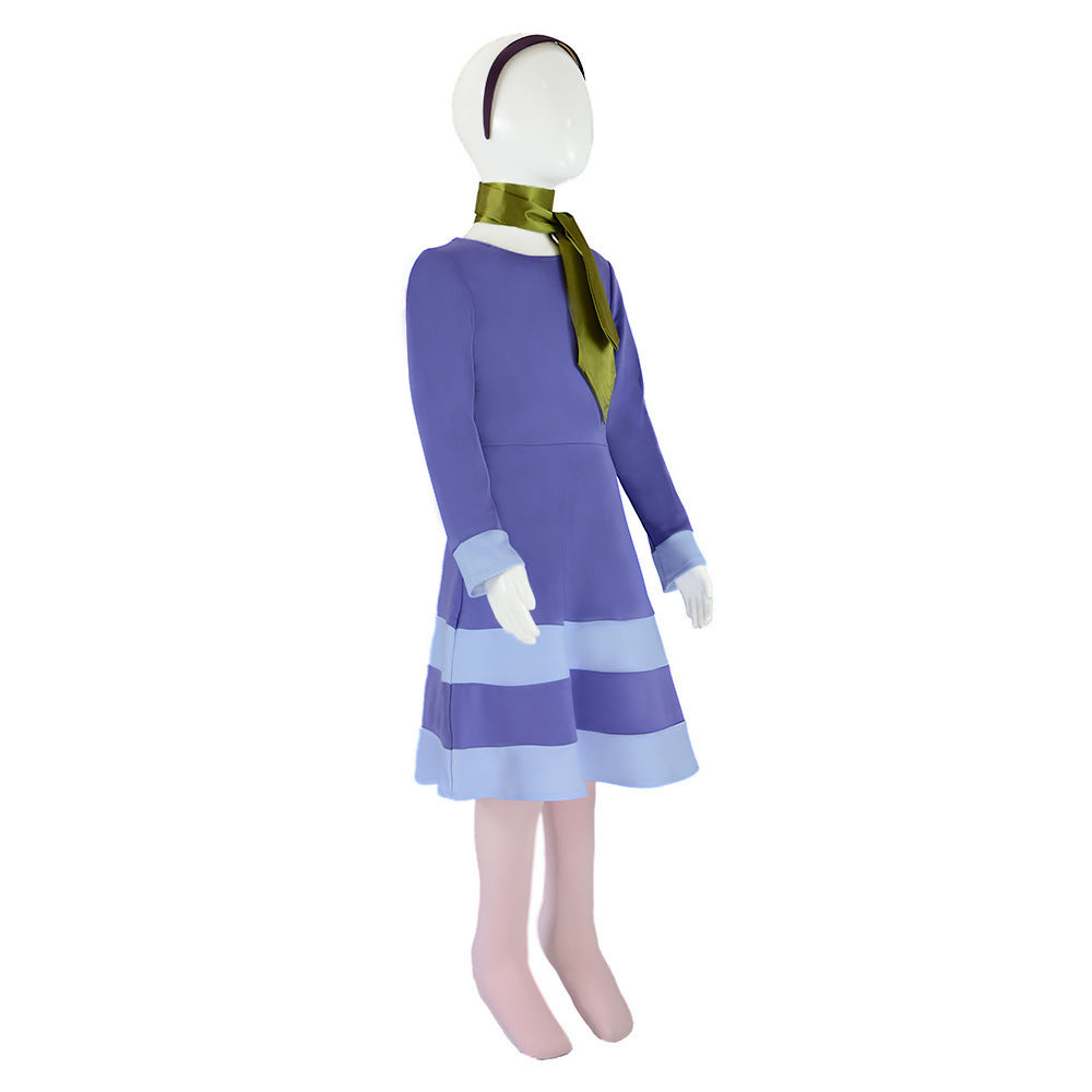 Daphne-Inspired Kids Cosplay Costume Purple Dress Set