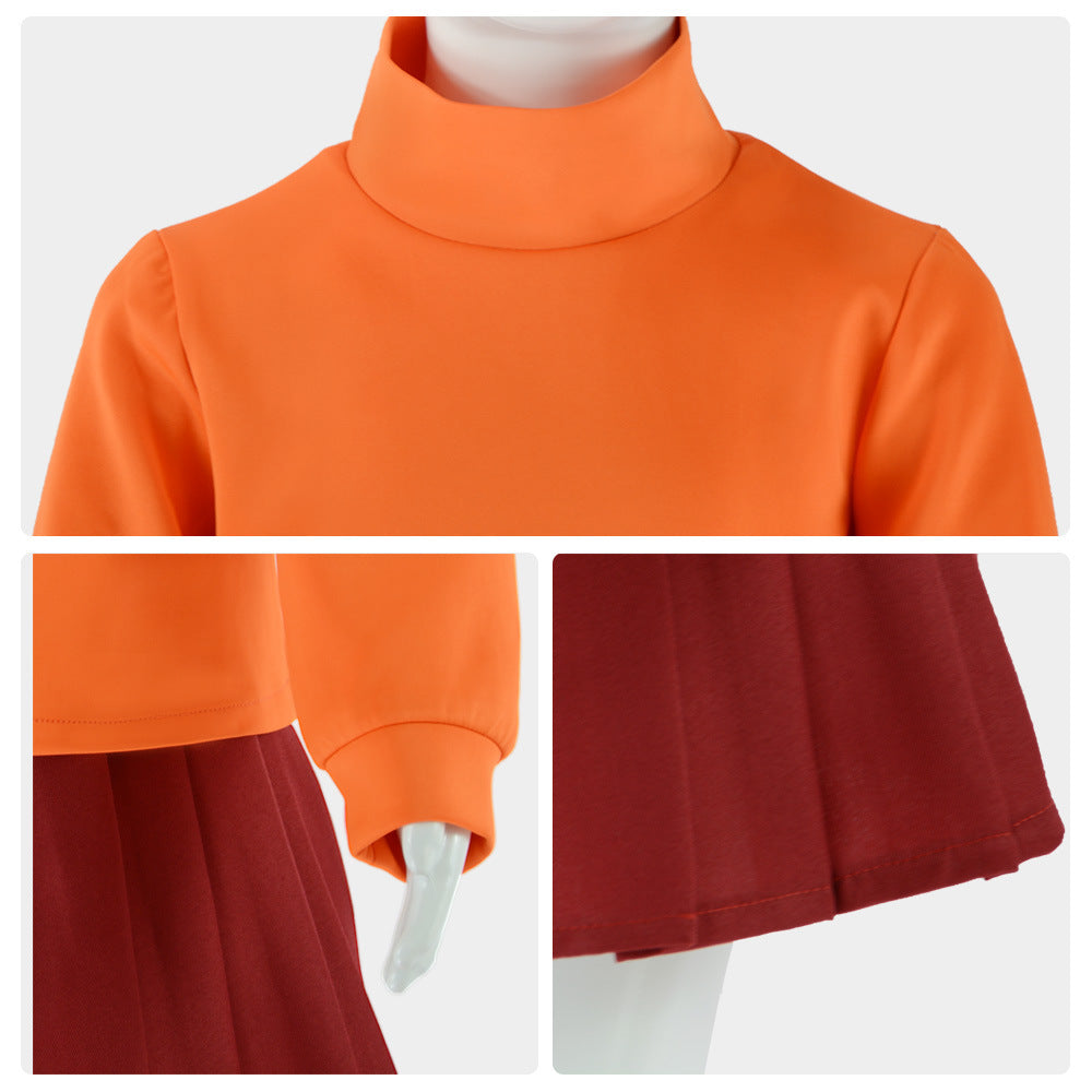 Velma Cosplay Costume, Complete Halloween Outfit Set
