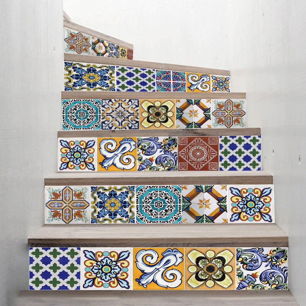 Self-Adhesive Stair Decals: Colorful Waterproof Tile Makeover