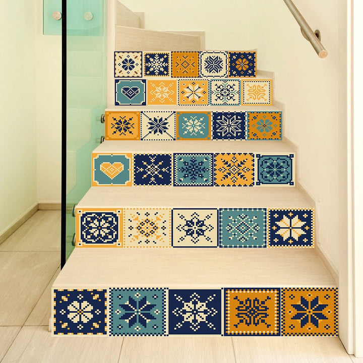 Self-Adhesive Stair Decals: Colorful Waterproof Tile Makeover