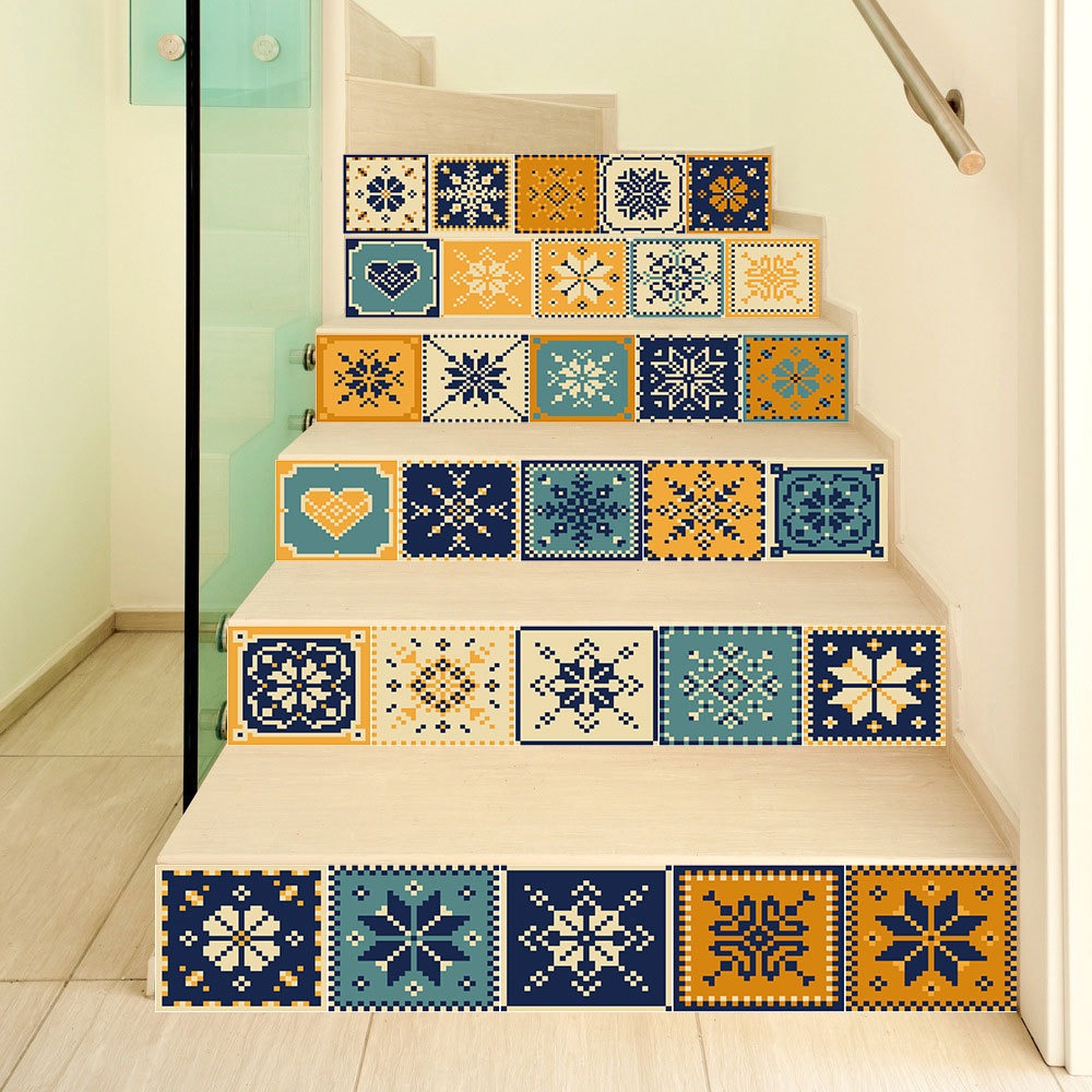 Self-Adhesive Stair Decals: Colorful Waterproof Tile Makeover