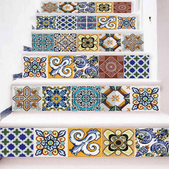 Self-Adhesive Stair Decals: Colorful Waterproof Tile Makeover