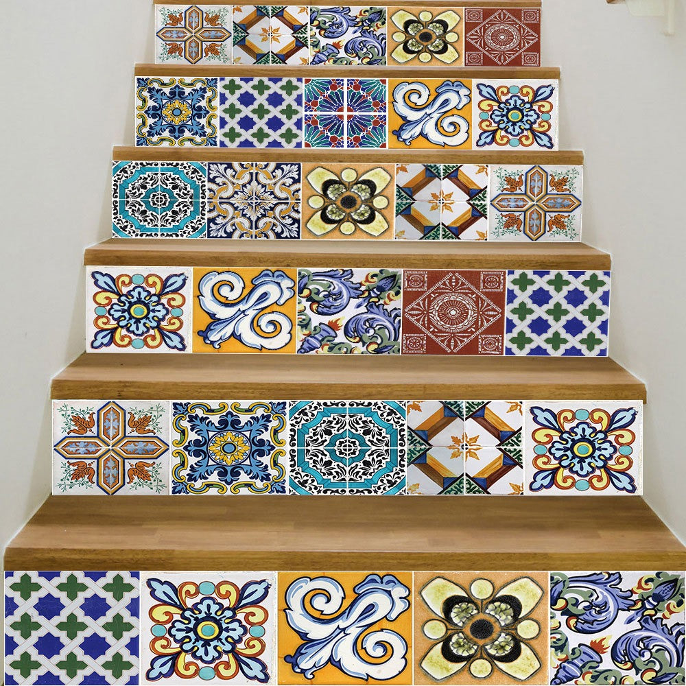 Self-Adhesive Stair Decals: Colorful Waterproof Tile Makeover