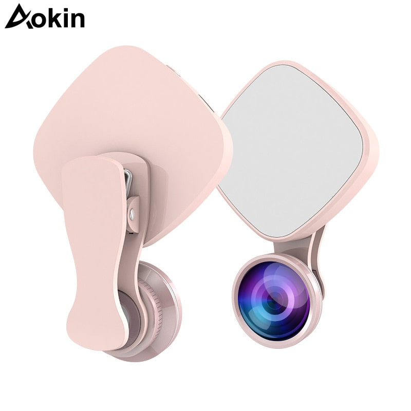 Phone Selfie Ring Light with Macro, Fisheye & Wide Lens