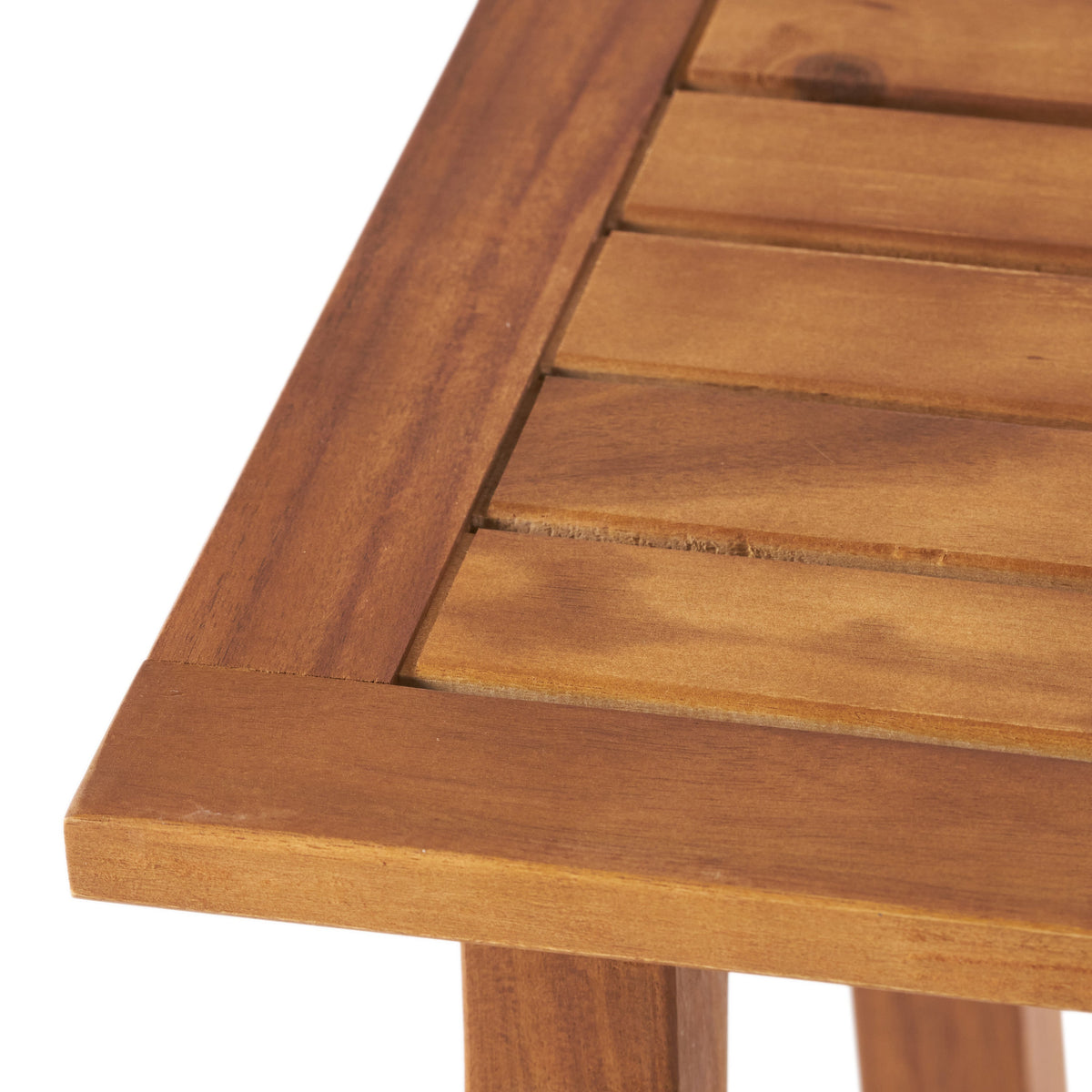 Solid Wood End Table with Teak Finish for Indoor & Patio