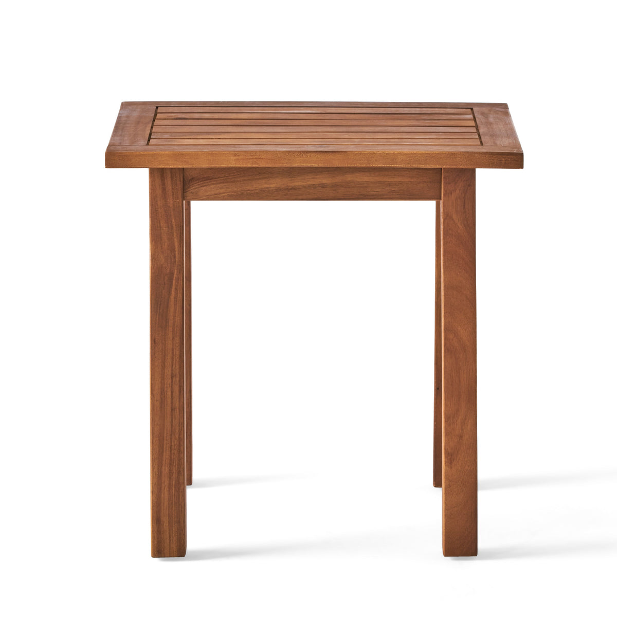 Solid Wood End Table with Teak Finish for Indoor & Patio