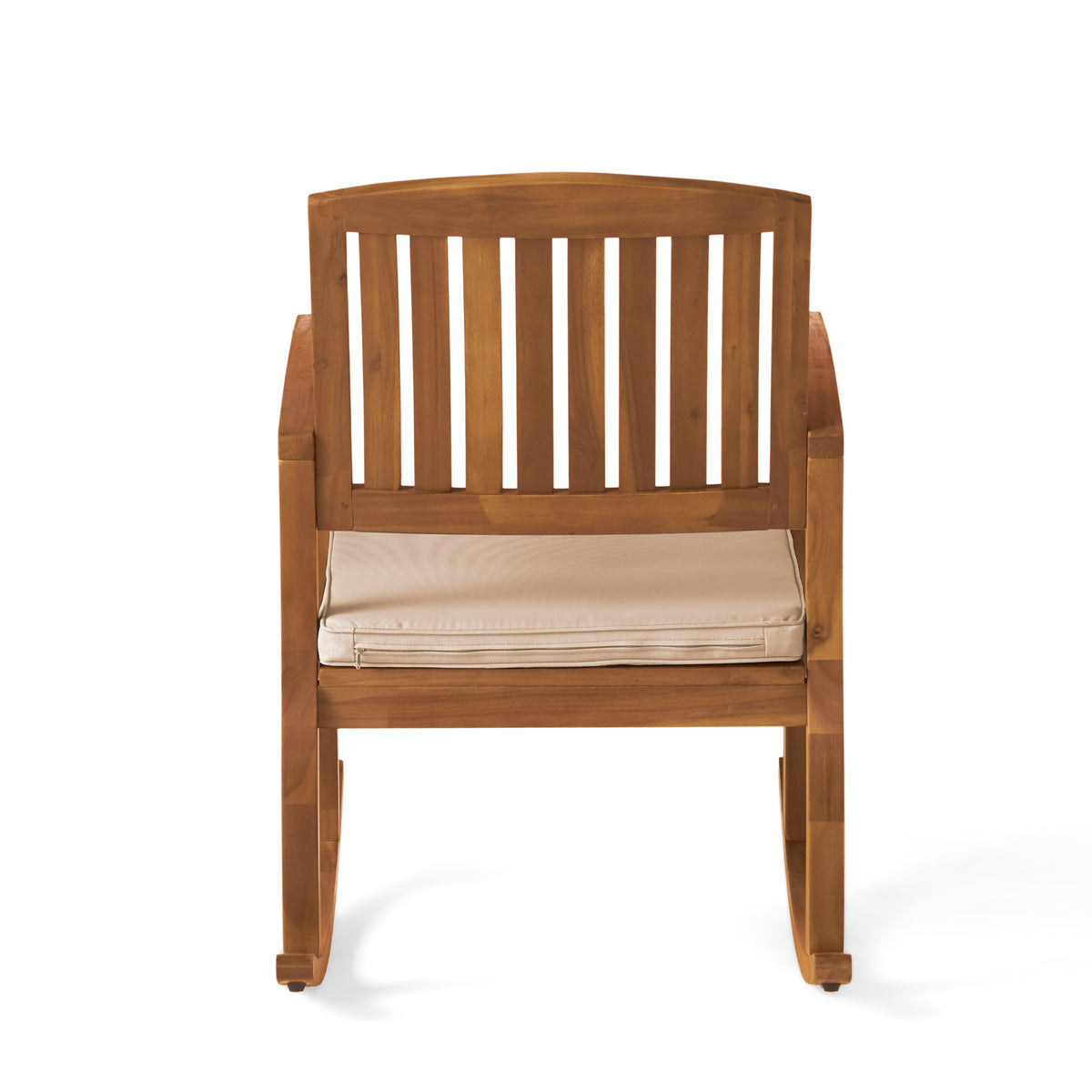 Wooden Rocking Chair with Cushion for Porch & Living Room