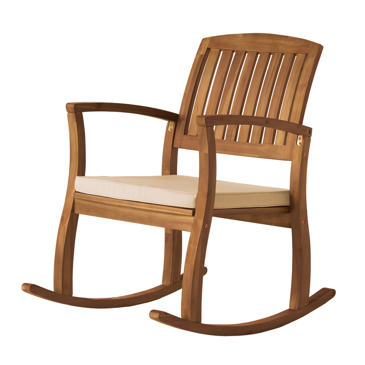 Wooden Rocking Chair with Cushion for Porch & Living Room