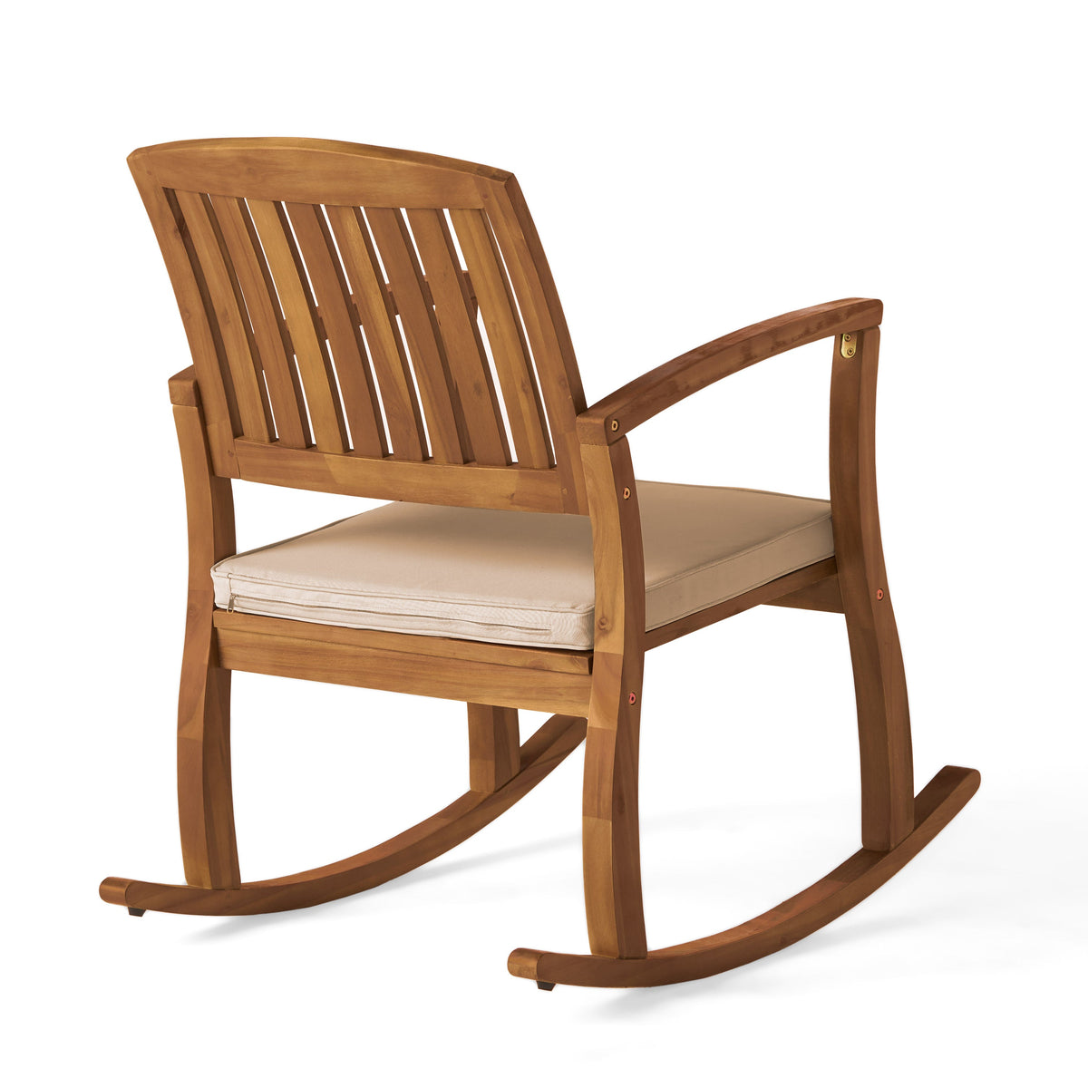 Wooden Rocking Chair with Cushion for Porch & Living Room