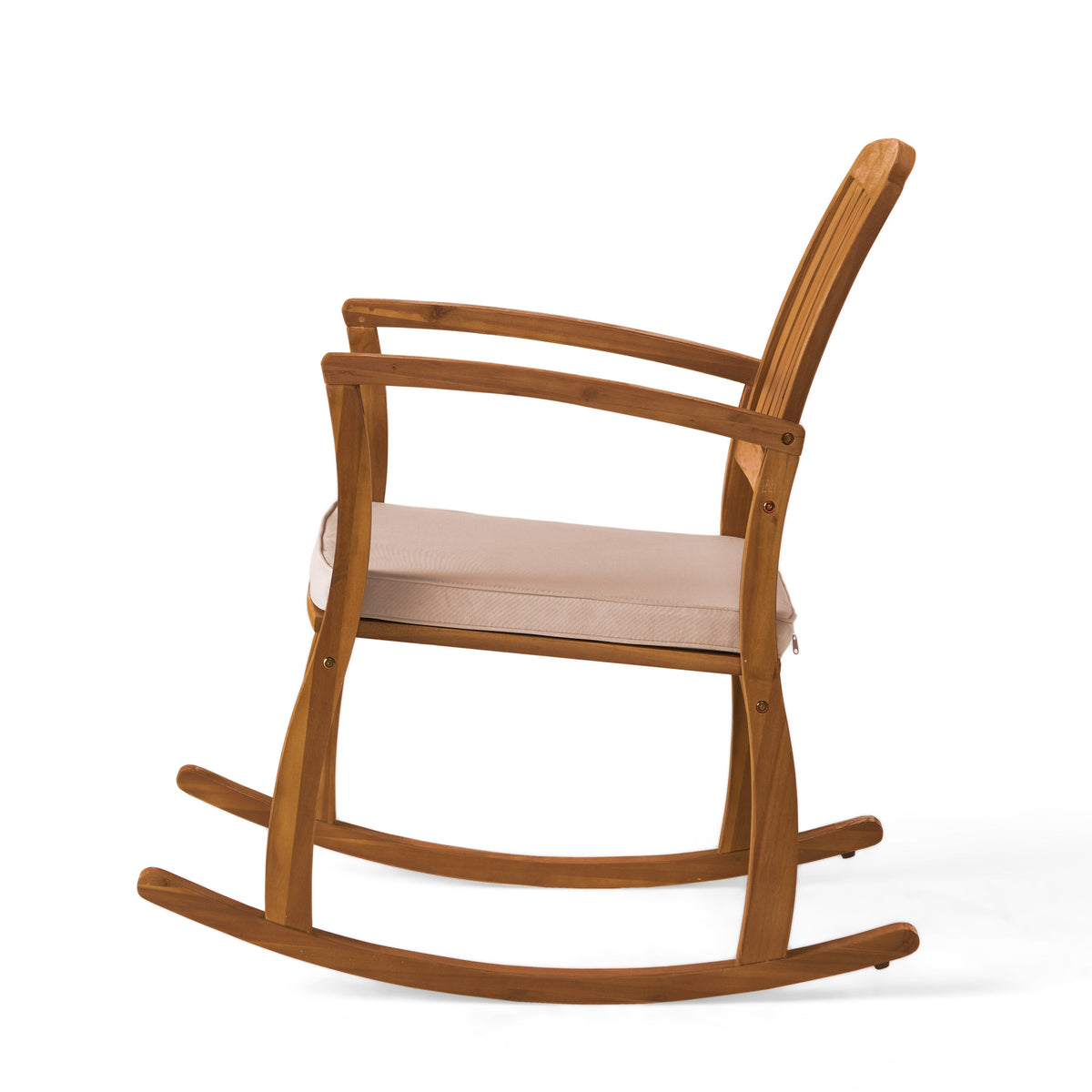 Wooden Rocking Chair with Cushion for Porch & Living Room