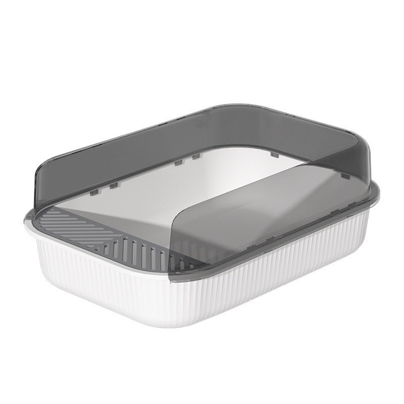 Extra-Large Cat Litter Box, Semi-Enclosed Easy Clean