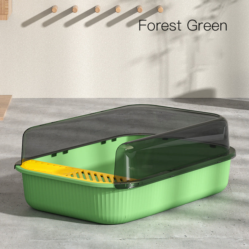 Extra-Large Cat Litter Box, Semi-Enclosed Easy Clean