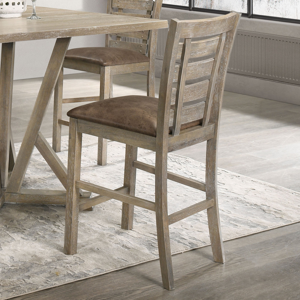 Farmhouse Counter Height Chairs, Solid Wood Set of 2