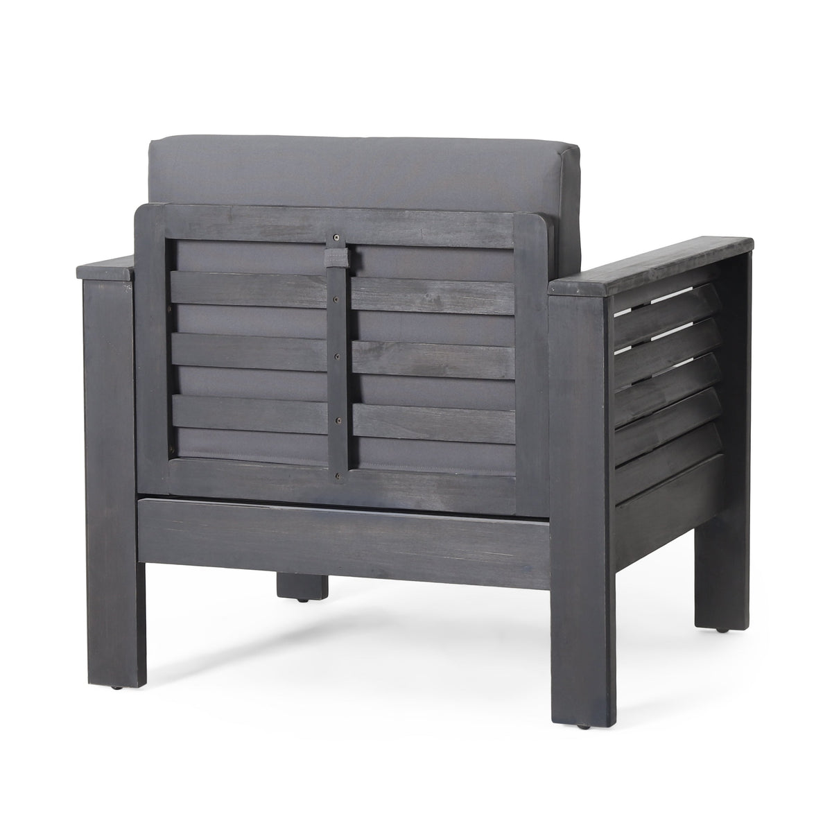 Acacia Wood Outdoor Club Chairs with Cushions, Set of 2