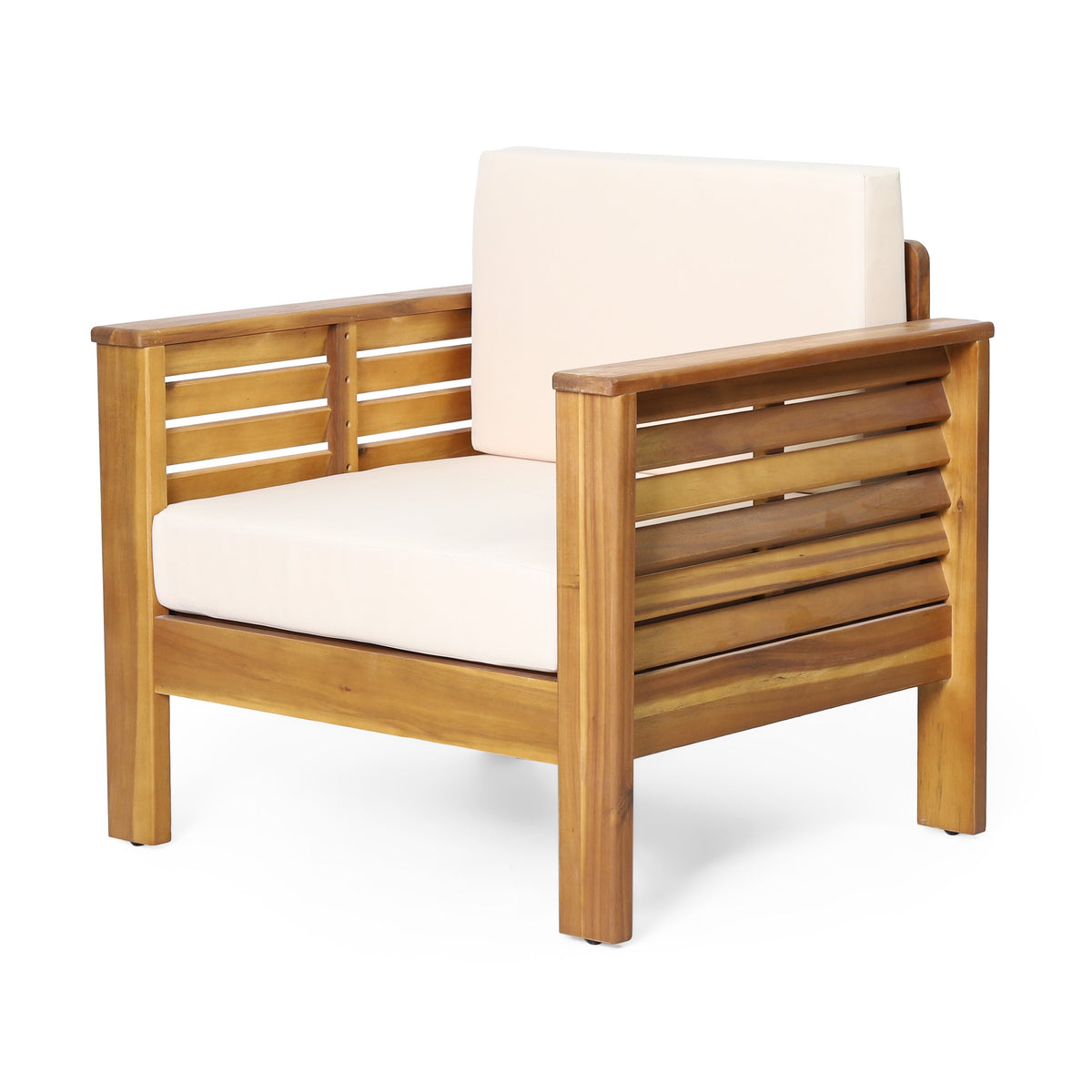 Outdoor Acacia Wood Club Chairs Set of 2 with Cushions