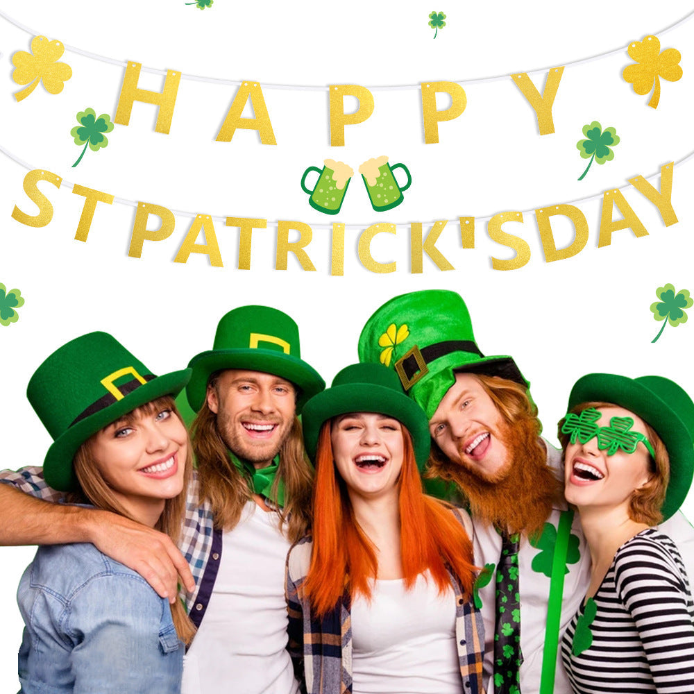 St. Patrick's Day Banner With Glitter Gold Lettering
