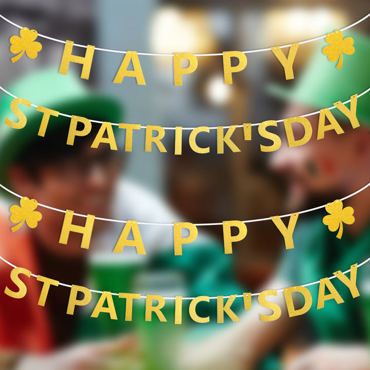 St. Patrick's Day Banner With Glitter Gold Lettering