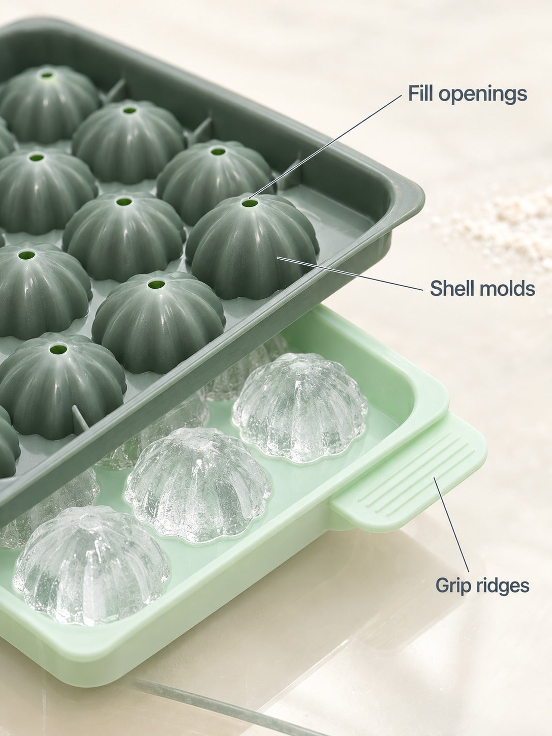 Shell-Shaped Ice Tray Mold for Whiskey and Cocktails