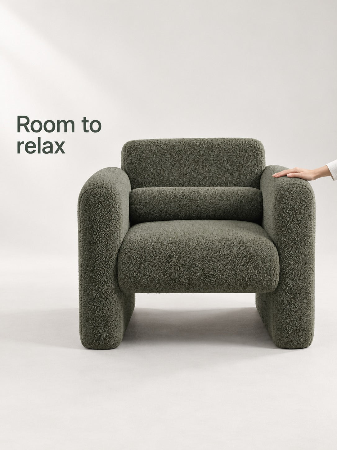 Sherpa Accent Armchair with Backrest Pillow, Seaweed Green