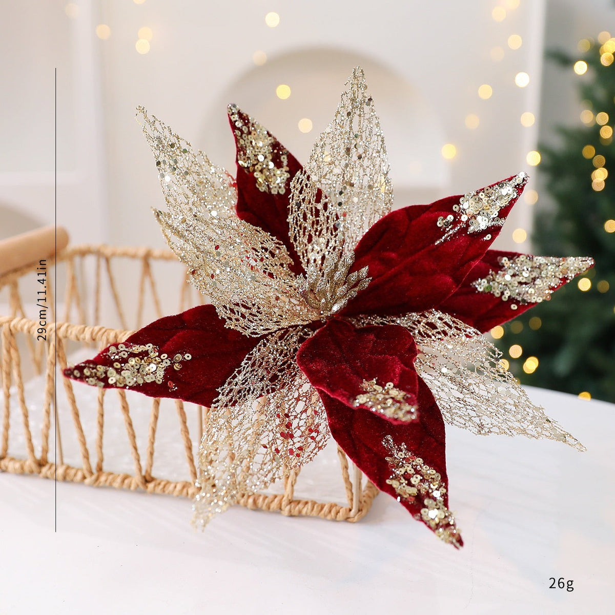 Artificial Christmas Flower Decoration for Tree Sparkle